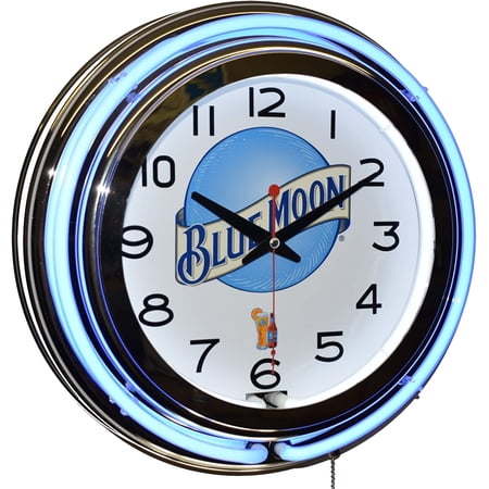 Blue Moon Beer Blue Double Neon Advertising Clock Man Cave Decor