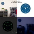 thumbnail image 2 of Midnight Blue Wall Clock with Silent Non Ticking Movement and Glow in The Dark Numbers and Hands by Timely Furnishings, 2 of 8