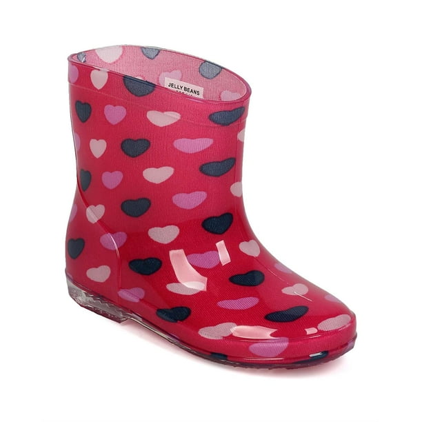 Jelly Beans New Girl EF76 Hearts Jelly Round Toe Pull On Rain Boot