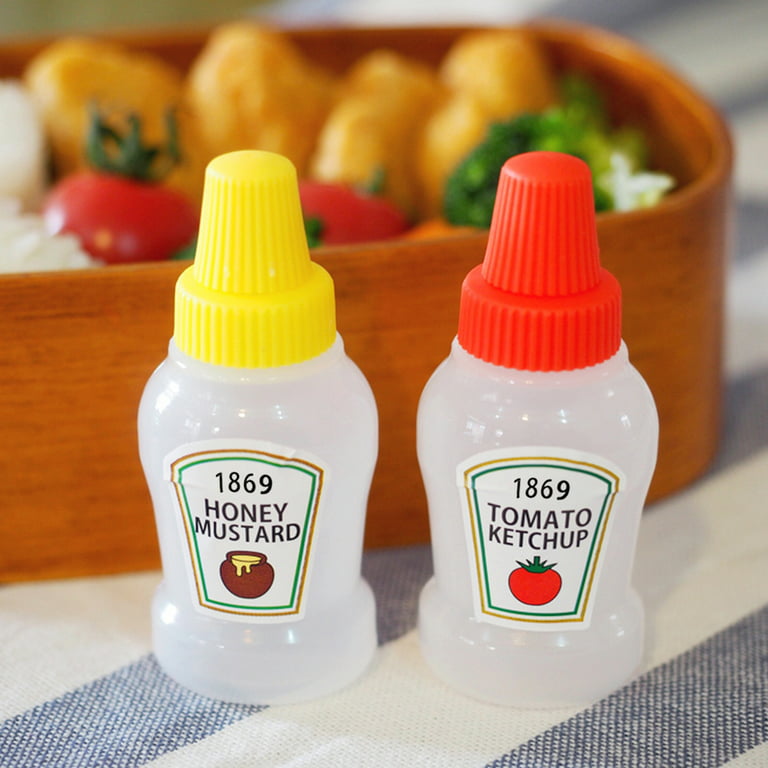 WXOIEOD 8 Pieces Mini Condiment Bottles for Lunch Box, Mini Ketchup Bottle for Kids Lunches, Cute Heart Condiment Squeeze Bottles Plastic Sauces