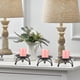 thumbnail image 2 of Candelabro de pilar, candelabro de hierro, candelabros para velas de pilar, bandeja de vela negra para fiesta, boda, mesa, hogar (juego de 3), 2 of 5