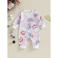 thumbnail image 2 of Elippeo Baby Girls Jumpsuit 3M 6M 12M 18M Long Sleeve Crew Neck Santa Claus Print Romper Christmas Clothes, 2 of 9