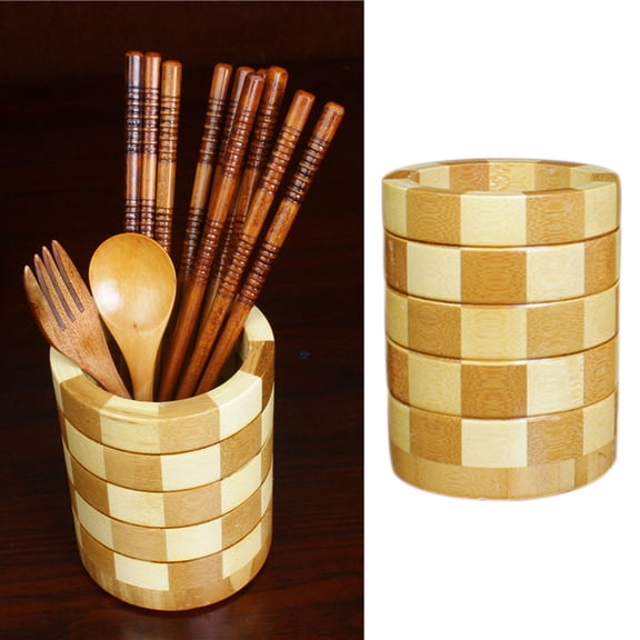 MLINS Bamboo Chopsticks Rack with Round Lattice Design for Kitchen Utensils Storage and Drainage 6.3 inches
