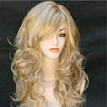 Gobestart Blonde Wigs Wavy Curly Long Heat Resistant Fiber Costume Party Wigs for Women
