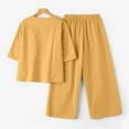 thumbnail image 5 of GILIGEGE Two Piece Sets for Women Summer Cotton Linen Set for Women 2 Piece Casual Outfits Short Sleeve Notched Neck Tops and Wide Leg Pants Sets Yellow 5Xl, 5 of 5