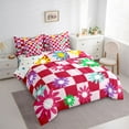 thumbnail image 3 of Homewish Teens Adults Chic Floral Plaid Twin Bedding Sets 7-Piece,Geometric Plaid Grid Bedding Comforter Set Microfiber,Abstract Colorful Flowers Breathable Sheet Sets,Luxury Bedroom Decor, 3 of 8