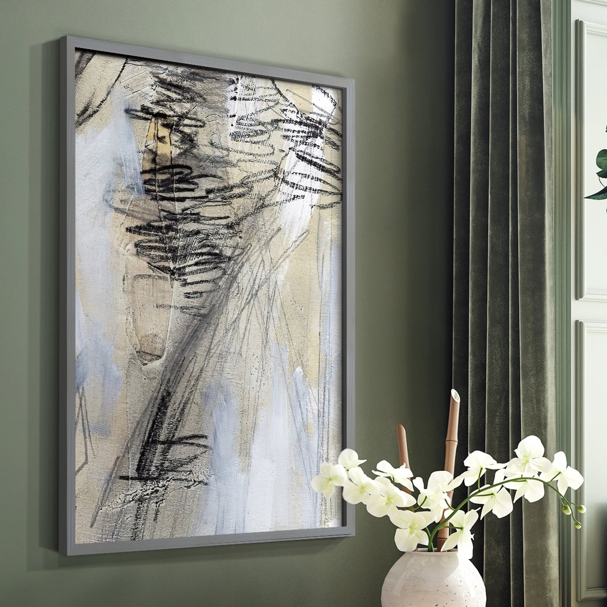 Masked Notes V Framed Print in Gray Solid Wood Framed Print No Nail Hanging