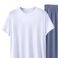 thumbnail image 5 of BaoFuBaoMei Lounge Sets for Men 2 Piece Big and Tall Crew Neck Pajamas Short Sleeve Top Joggers Sleepwear Sets Solid Soft Loungewear with Pockets, 5 of 5