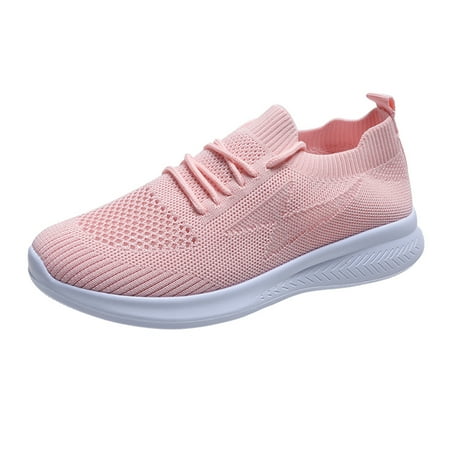 

new home gifts for home Summer Women Ladies Wedge Sneakers Casual Shoes Mesh Lace Up Walking Shoes Mesh Pink