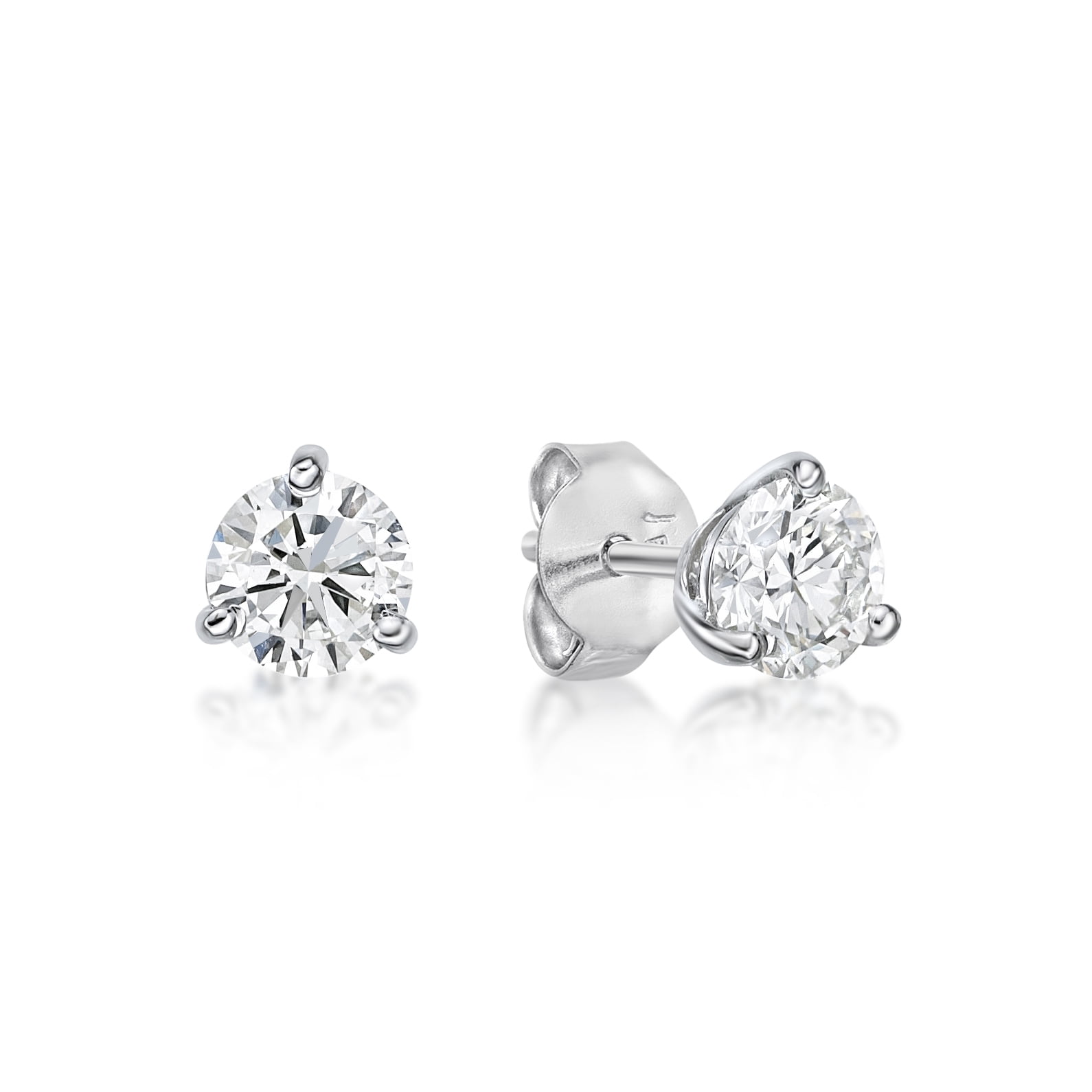 1 Carat Lab Grown Diamond Stud Earrings for Women in 14k White Gold (G-H, VS2-SI1, cttw) Post With Friction Back by Lavari Jewelers