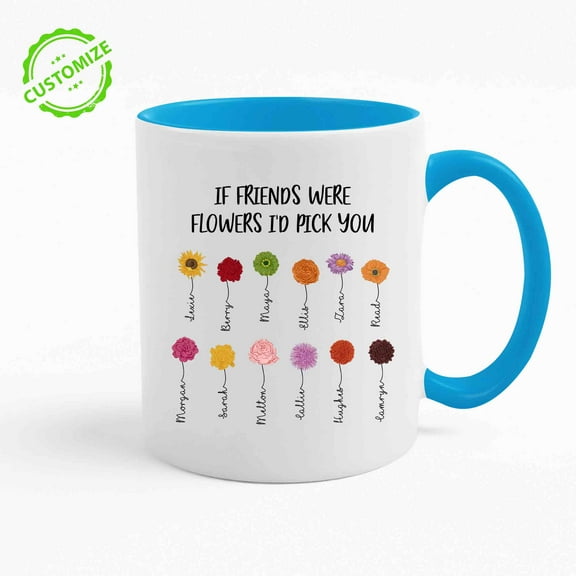 Customizaholic Personalized Mugs With Names, Floral Coffee Mug, Flower Mugs, Best Friend Mugs, Friends Coffee Mug