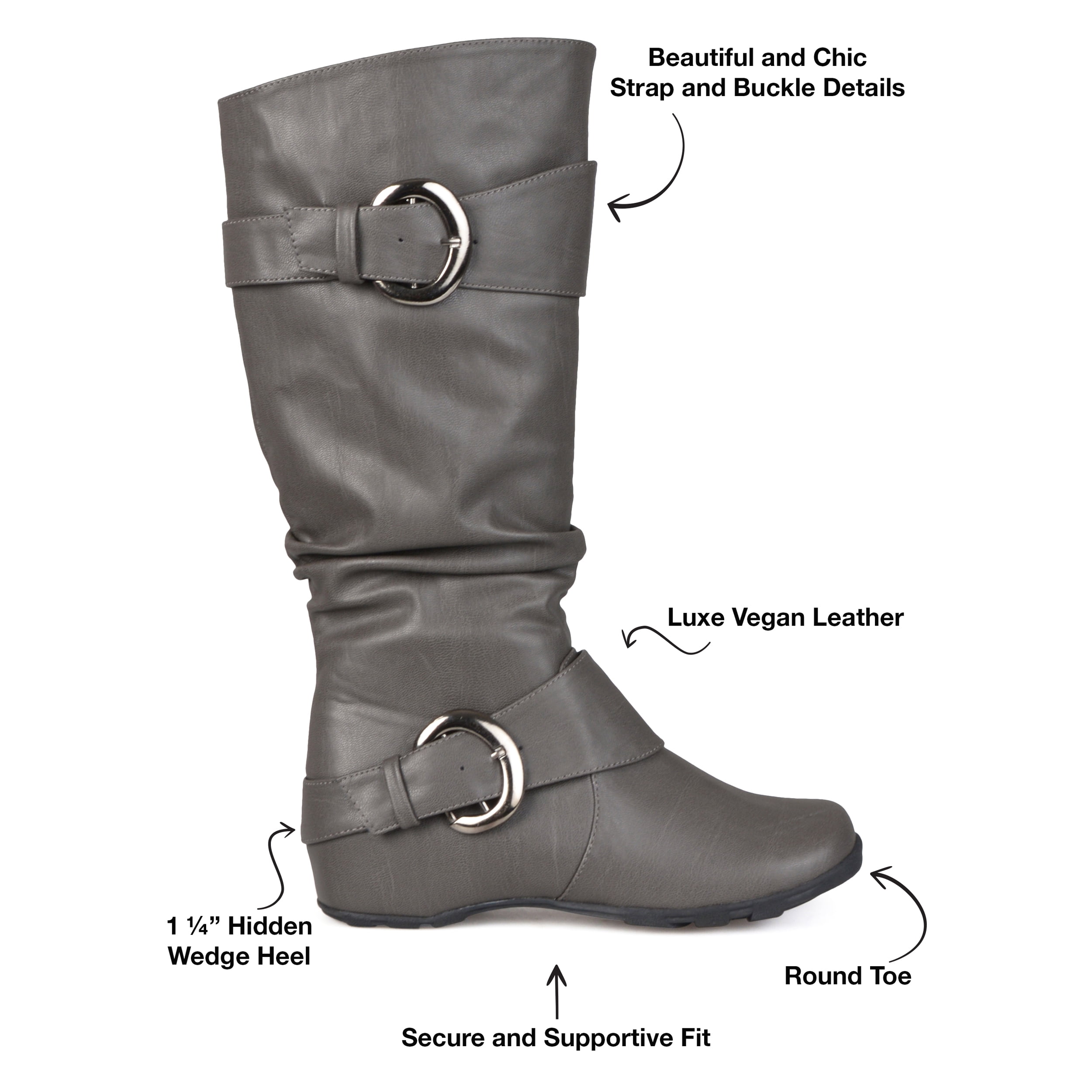 Journee Womens Paris Wide Calf Hidden Wedge Riding Boots