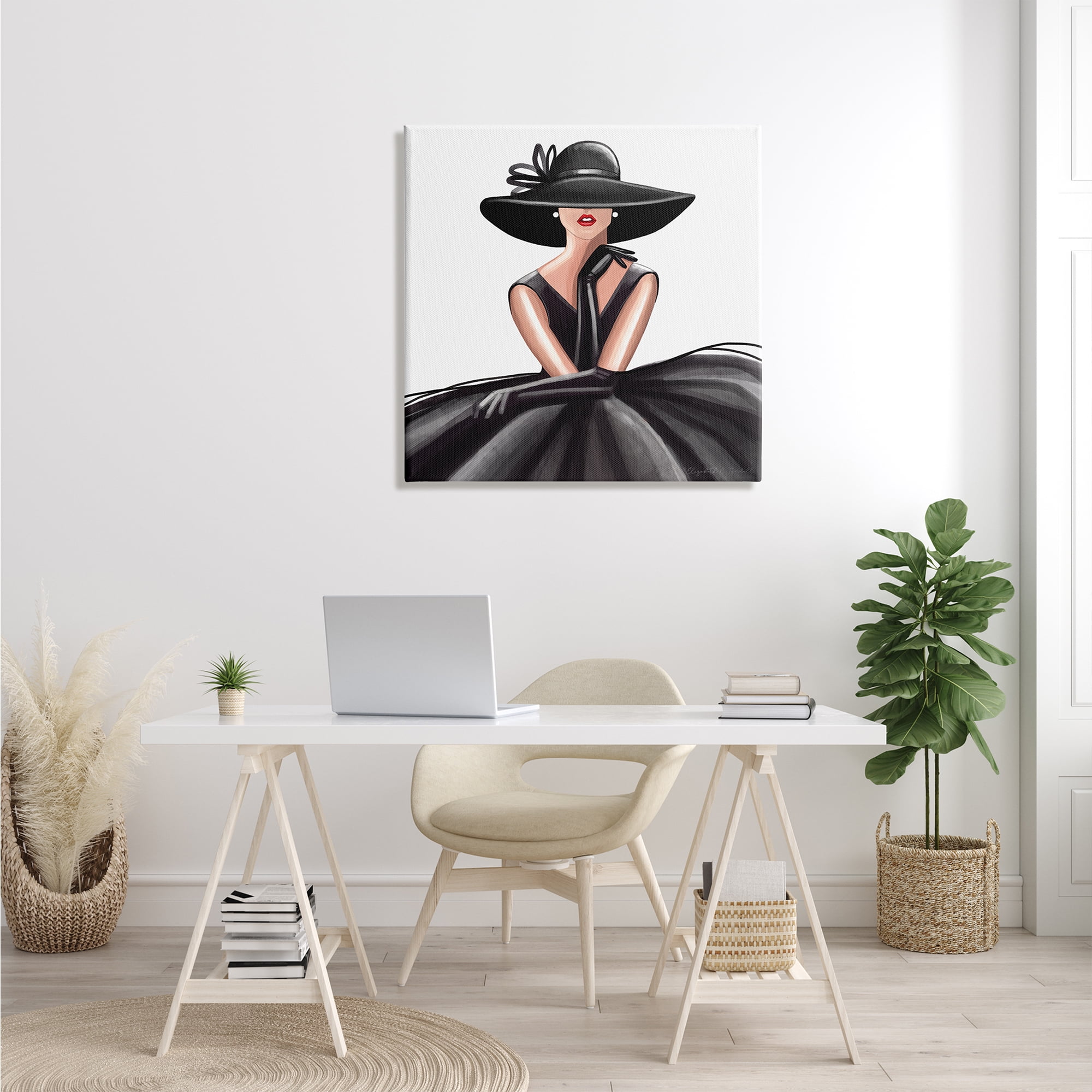 Stupell Industries High End Fashion Glam Pose Luxurious Black Dress, 30 x 30, Designed by Elizabeth Tyndall