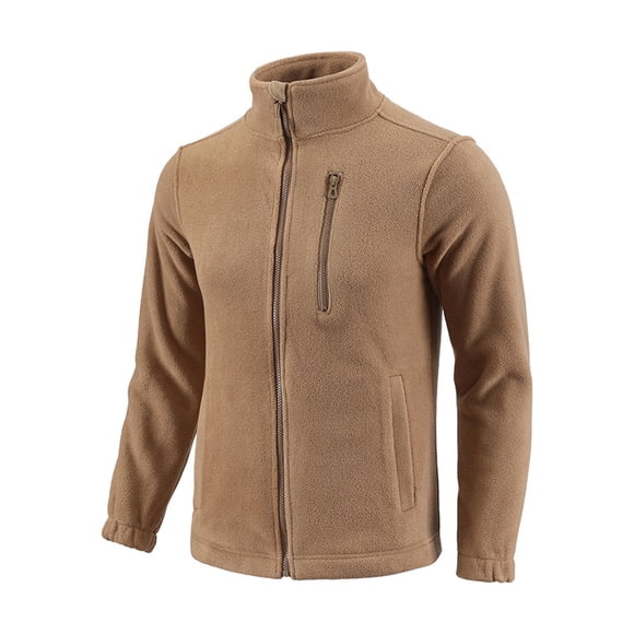 fatyb Mens Fleece Jacket with Pockets Full Zip Stand Collar Warm Jacket Fall Winter Outdoor Coat for Men