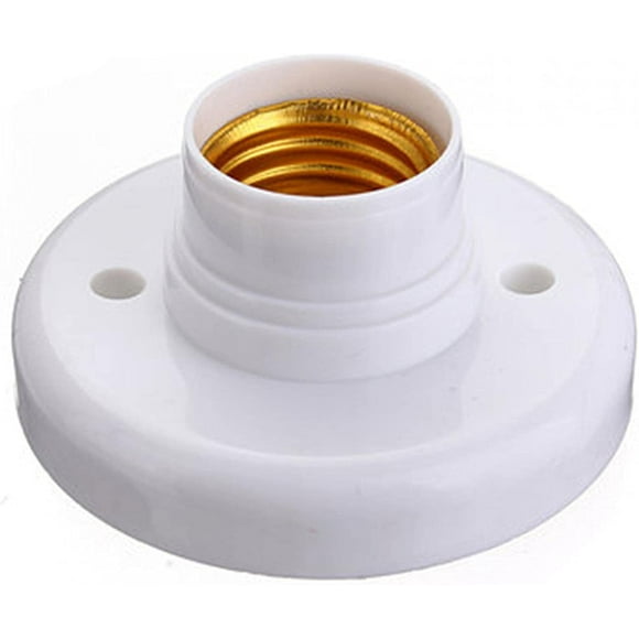 Bulb Socket for E27 Bulb, Round Plastic E27 Bulb Socket Screw Socket, E27 Bulb Socket Wall Mount, Round Screw Bulb Socket Holder (White) Two Pieces