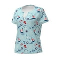 thumbnail image 2 of Goofa Sailboats Anchors Pattern Womens Deep V Neck Low Cut Tops Casual Summer Short Sleeve Ribbed Knit T-Shirts-Medium, 2 of 5