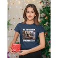 thumbnail image 2 of Retro Frogtown Record Store Christmas Graphic Women's T-shirt, 2 of 3