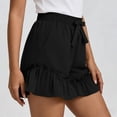 thumbnail image 7 of JUSLIO Women's Shorts,Elastic Waist with Pockets High Waist Mid-Length Shorts,Ruffle,Black,Size L, 7 of 7