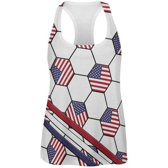 4th of July USA World Cup Soccer Ball All Over Womens Work Out Tank Top Multi SM