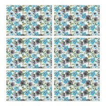 Pioneer Flower Floral Print Pattern Summer Placemats Table Placemats Set Of 6-Linen Kitchen Washable Placemats Table Mats 12x18 Inch Non-Slip Heat Resistant