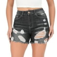 thumbnail image 4 of Xixinqiwan No Boundaries Women's Casual Stretchy Denim Shorts High Waisted Butt Lift Ripped Raw Hem Jeans Shorts Plus Size, 4 of 7