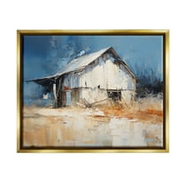 Stupell Industries Abstract Weathered Barn Abstract Painting Gold Floater Framed Canvas Art Print Wall Art, 21 x 17
