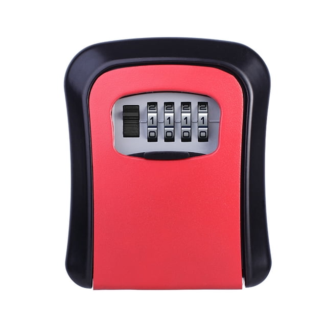 Meterk Key Storage Lock Box Wall Mount Aluminum Alloy 4-Digit Combination Waterproof Lockbox Key Box Portable Storage for House Key Card U Disk