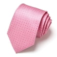 thumbnail image 4 of MGEZCOO Men's Pink Tie-Silk Pocket Square-Cufflinks Set of 3 for Weddings Formal Occasions Formal Wear, 4 of 4