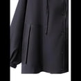 thumbnail image 4 of Gabardina con Capucha para Mujer, Chaqueta con Solapa y Botones, Cortavientos de Longitud Media con Bloques de Color Negro XL, 4 of 6