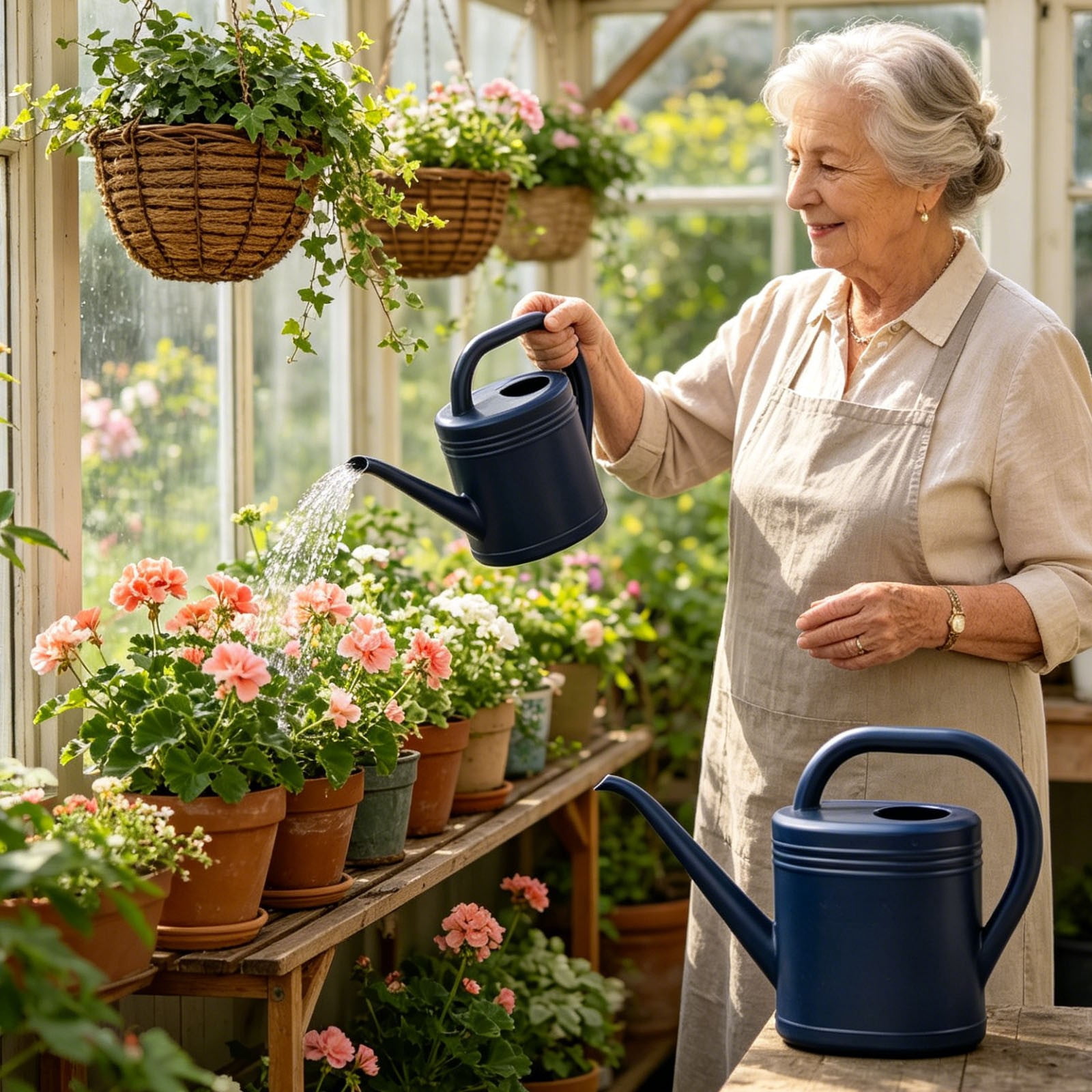 Plant Watering Can, Resin Watering Can, Sturdy Garden Watering Can, Top & Side Dual Handle, For Flower Planting, Vegetable Gardening, 2L