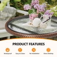 thumbnail image 4 of Ktaxon Foldable 23.6" Ratten Patio Side Table with Tempered Glass Top, Folding Sofa End Table with Wicker Decorations for Lawn Garden Balcony Porch Deck Pool (Round, Brown), 4 of 9