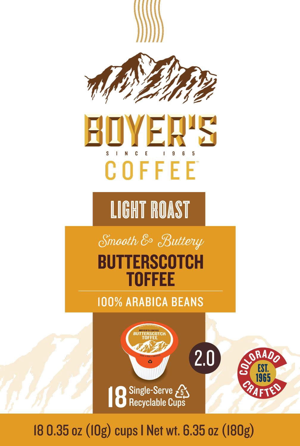 Boyer's Coffee Butterscotch Toffee Light Roast Keurig Coffee Pods, 18 Ct