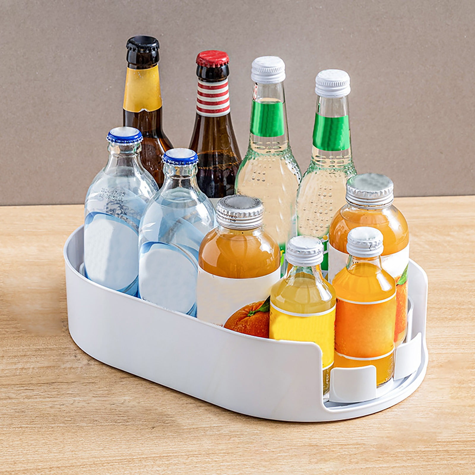 WEIWEIGG Drink Organizer for Fridge, Soda Can Dispenser for Refrigerator, 360° Rotating Fridge Organizer with Non-Slip Shelf, PP Material, Removable & Easy Clean, up to 10 Cans