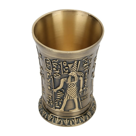 Vaso de whisky vintage de metal con relieve a mano, mini vaso, adorno decorativo (cobre)