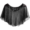 thumbnail image 1 of wonima44 1Pcs Fashion Classic Lightweight Black Vintage Flapper Shawl Ruffles Beaded Embroidery Cape Sparkling Sequins Wrap for Dress Accessories, 1 of 1