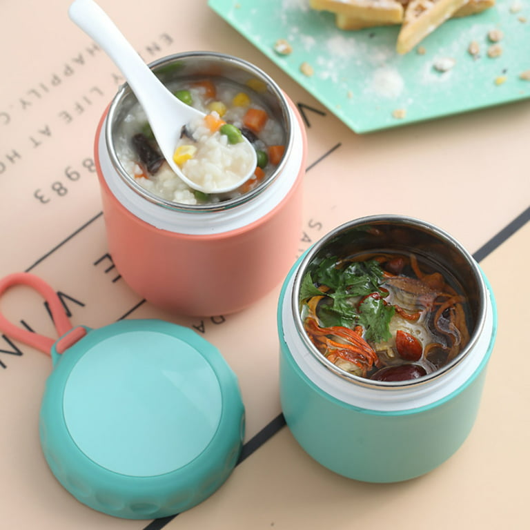 Xmmswdla Simple Modern Lunch BoxBlue Lunch Box304 Stainless Steel Mini Breakfast Cup Sealed Handle Insulation Portable Outdoor Milk Handy Cup Soup Can