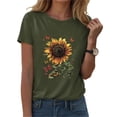 thumbnail image 4 of vigerkar Women's Sunflower Graphic T-Shirts Boho Wildflowers Tee Tops Summer Vintage Short Sleeve Casual Holiday Tops (AG, L), 4 of 6
