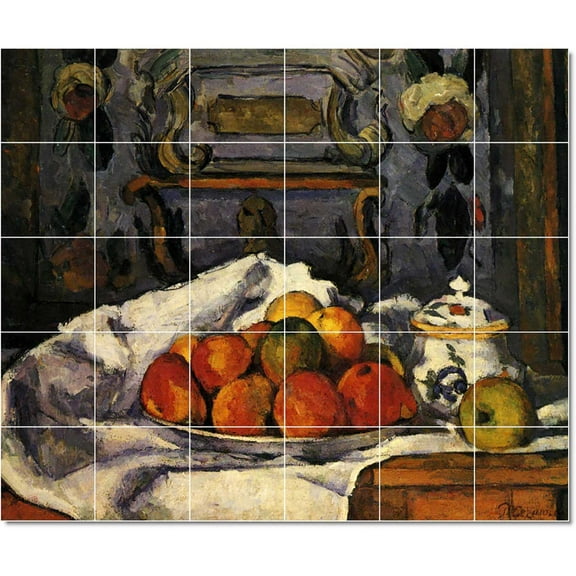 Ceramic Tile Mural-Paul Cezanne Fruits Vegetables Tile Mural Modern House Remodeling. 25.5" w x 21.25" h using (30) 4.25 x 4.25 ceramic tiles