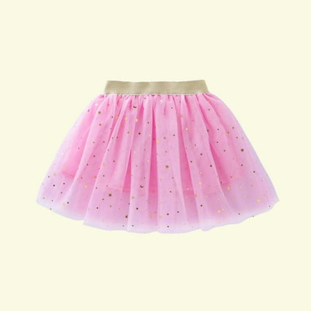 

jsaierl Toddler Girls Cute Party Dance Solid Color Net Yarn Sequins Stars Tulle