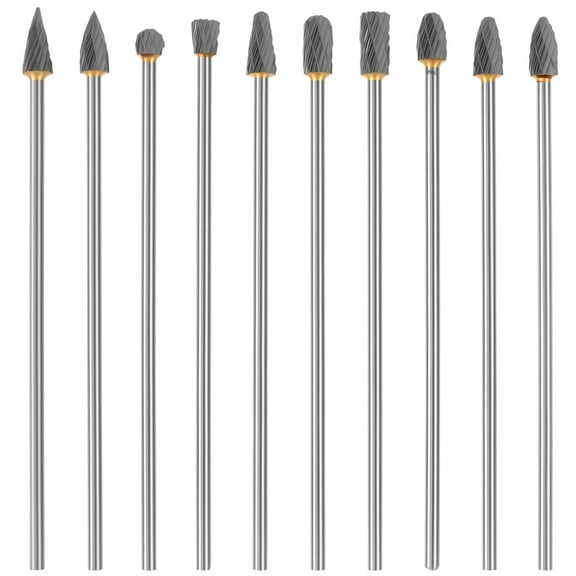 AEVXKHI 10PCSCarbide Rotary Burr Set, Abrasion Resistant Die Grinder Bits, Double Sided Cutting Rotary File Rasp Extended Length for Wood