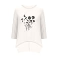 thumbnail image 6 of Fengqque Women Dandelion Print Top Boat Neck 3/4 Sleeve Oversized Loose Irregular High Low Hem Blouse White XL, 6 of 6