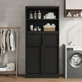 thumbnail image 4 of Buffet Sideboard with 4 Doors, Large Farmhouse Kitchen Storage Cabinet with Power Outlets, Wood Coffee Bar Cabinet with 2 Drawers for Kitchen, Dining Room, Entryway, 4 of 7