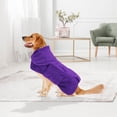 thumbnail image 4 of Albornoz ajustable para perros, Toalla de de secado , absorbe la humedad con cinturón, albornoz, para proteger, ropa para mascotas, perros pequeño Morado XL Yinane albornoz de secado rápido, 4 of 7