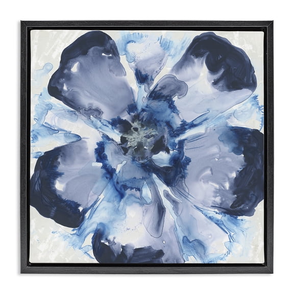 Stupell Industries Contemporary Blue Glass Bloom Black Floating Frame Canvas Art, 18 x 18, by June Erica Vess