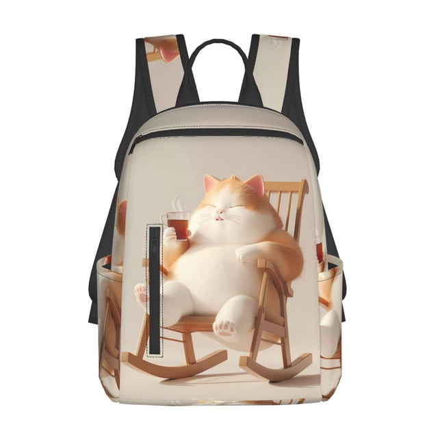 Easygdp Relaxing Cat With Tea para Easygdp Yak - Mochila Casual Ligera y Resistente para Viaje y Senderismo para Hombres y Mujeres