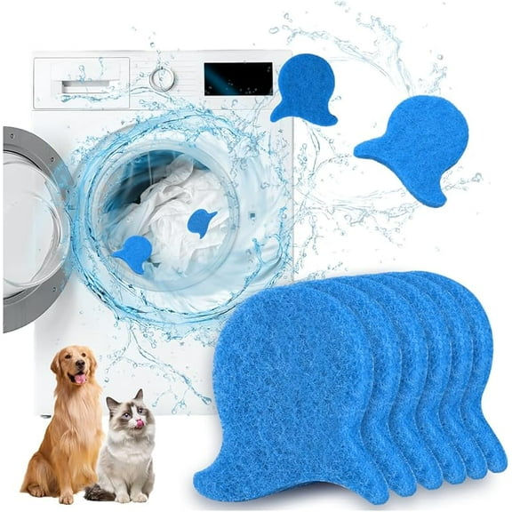 Wrongduck 6 PCS Pet Hair Remover for Laundry, Reusable Eco-Friendly Laundry Hair Catcher for Removing Fur Lint and Dander, Gentle Fabric-Safe Washer and Dryer Tool (Blue)