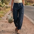 thumbnail image 6 of Womens Barrel Baggy Cargo Pants Casual High Waisted Wide Leg Hiking Joggers with Pockets Navy XL(XL), 6 of 7