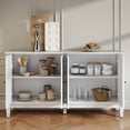 thumbnail image 3 of Buffet Cabinet with Storage,  Solid Wood Sideboard with 4 Carved Doors, Accent Cabinet with Adjustable Shelf, Vintage Farmhouse Console Table for Kitchen, Living Room, Entryway, 3 of 9