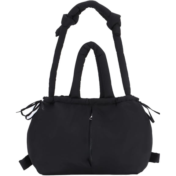 Women's Large Plush Handbag, Quilted Purse, Soft Fashion Lightweight Shoulder Bag, Drawstring Hobo Bag