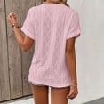 thumbnail image 6 of ClodeEU Women's V Neck Henley Short Sleeve Casual Tunic Top,Casual Solid Color Loose Fit Blouse Pink,Women's Plus XXL, 6 of 6